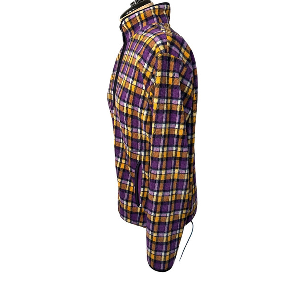 Micro Fleece Purple and Yellow Zip Front Jacket, Size XL - Picture 3 of 5